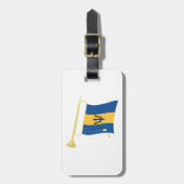 Vlag van Barbados met Bugle Patriotic Caribbean Bagagelabel (Voorkant verticaal)