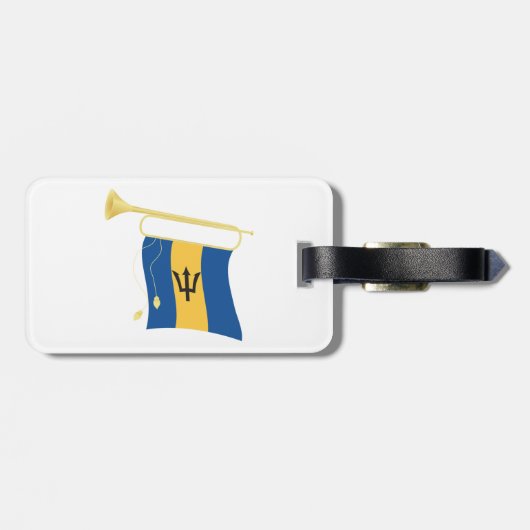 Vlag van Barbados met Bugle Patriotic Caribbean Bagagelabel (Achterkant horizontaal)