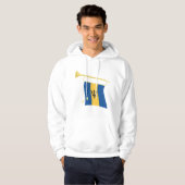 Vlag van Barbados met Bugle Patriotic Caribbean Hoodie (Voorkant volledig)