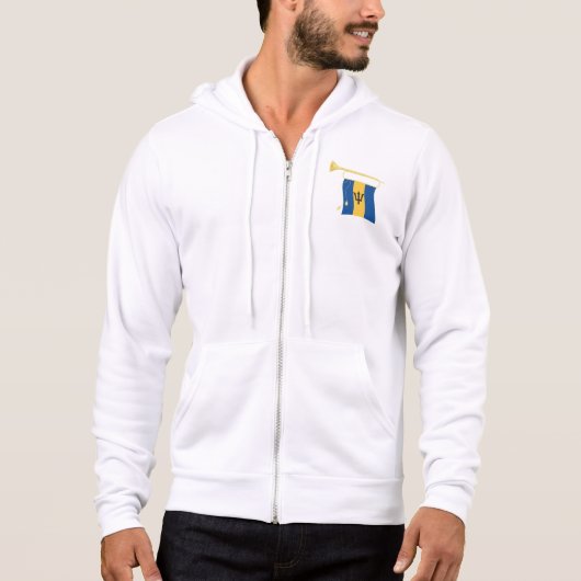 Vlag van Barbados met Bugle Patriotic Caribbean Hoodie (Voorkant)
