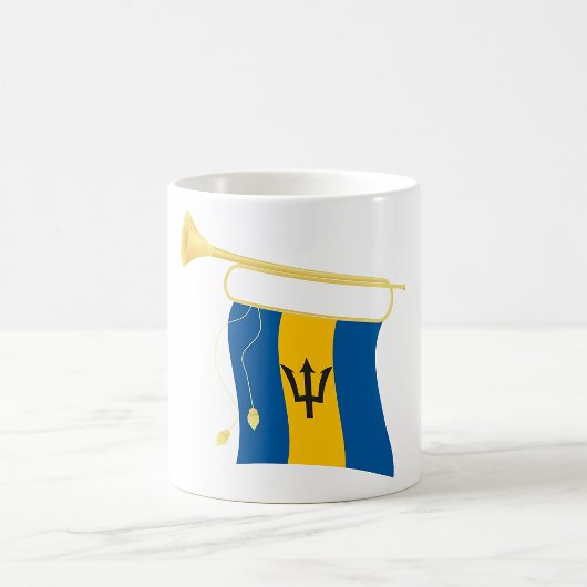Vlag van Barbados met Bugle Patriotic Caribbean Koffiemok