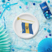 Vlag van Barbados met Bugle Patriotic Caribbean Papieren Bordje (Feest)