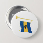 Vlag van Barbados met Bugle Patriotic Caribbean Ronde Button 7,6 Cm (Voorkant /achterkant)