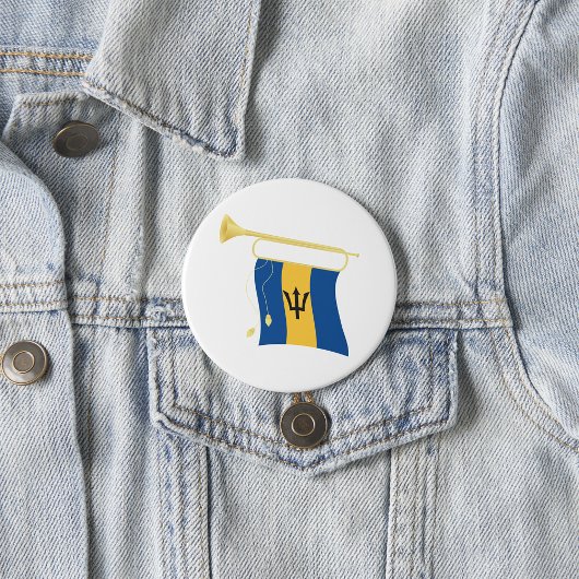 Vlag van Barbados met Bugle Patriotic Caribbean Ronde Button 7,6 Cm