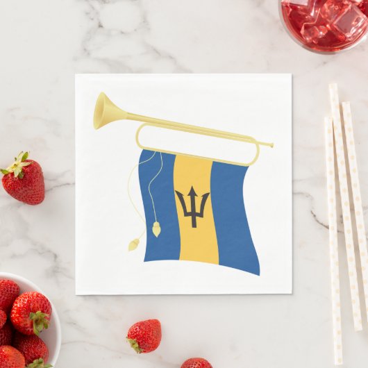 Vlag van Barbados met Bugle Patriotic Caribbean Servet (Insitu)