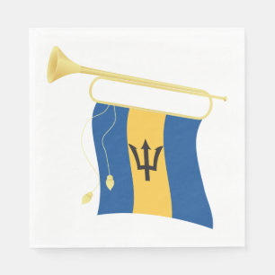 Vlag van Barbados met Bugle Patriotic Caribbean Servet