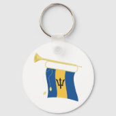 Vlag van Barbados met Bugle Patriotic Caribbean Sleutelhanger (Achterkant)