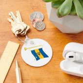 Vlag van Barbados met Bugle Patriotic Caribbean Sleutelhanger