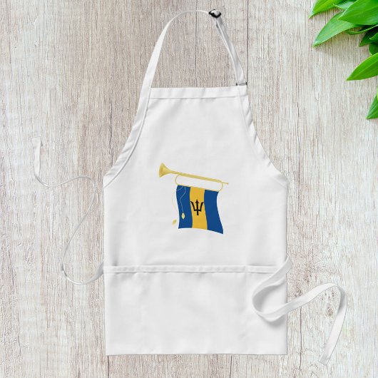 Vlag van Barbados met Bugle Patriotic Caribbean Standaard Schort