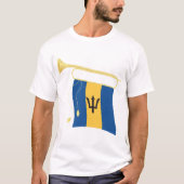 Vlag van Barbados met Bugle Patriotic Caribbean T-shirt (Voorkant)