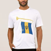 Vlag van Barbados met Bugle Patriotic Caribbean T-shirt (Voorkant)