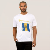 Vlag van Barbados met Bugle Patriotic Caribbean T-shirt (Voorkant volledig)