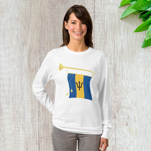 Vlag van Barbados met Bugle Patriotic Caribbean T-shirt