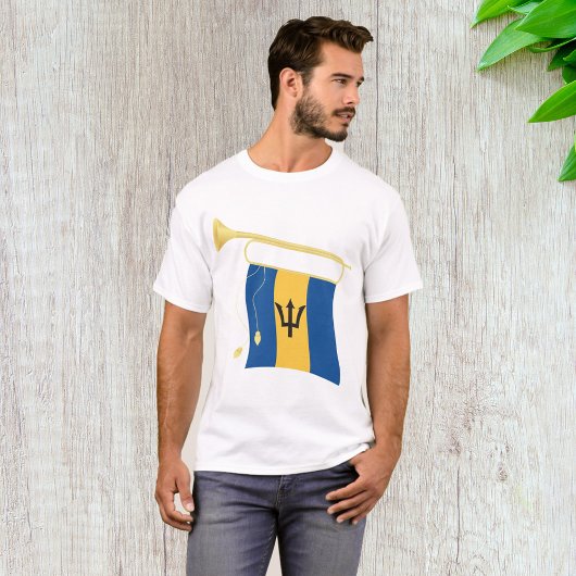 Vlag van Barbados met Bugle Patriotic Caribbean T-shirt