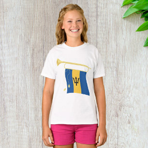 Vlag van Barbados met Bugle Patriotic Caribbean T-shirt