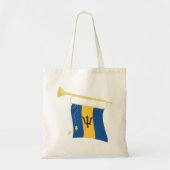 Vlag van Barbados met Bugle Patriotic Caribbean Tote Bag (Voorkant)