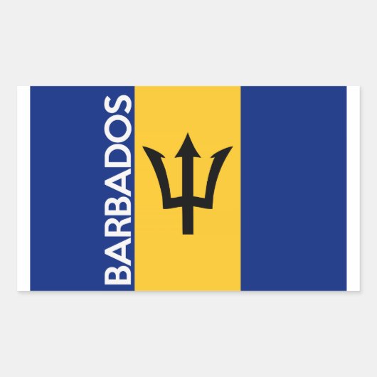 vlag van barbados naam rechthoekige sticker (Voorkant)