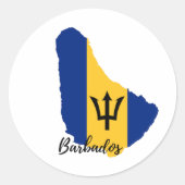vlag van Barbados Ronde Sticker (Voorkant)