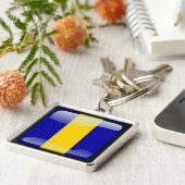 Vlag van Barbados Sleutelhanger (Zijkant)