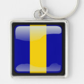Vlag van Barbados Sleutelhanger (Voorkant)