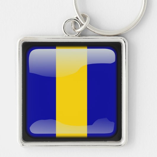 Vlag van Barbados Sleutelhanger (Voorkant)