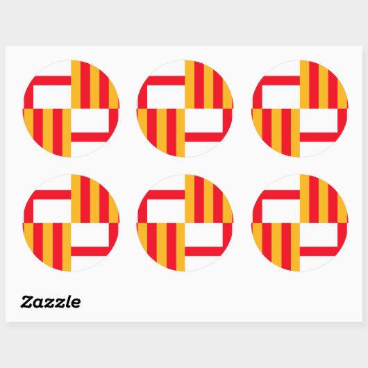 Vlag van Barcelona Ronde Sticker (Vel)