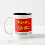 vlag van Basse-Normandie met naam Tweekleurige Koffiemok (Links)