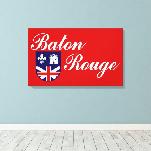 Vlag van Baton Rouge (Louisiana) Canvas Afdruk (Insitu (Houten vloer))