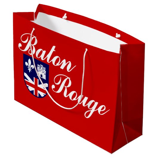 Vlag van Baton Rouge, Louisiana Large Gift Bag Groot Cadeauzakje (Achterkant Gekanteld)