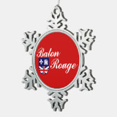 Vlag van Baton Rouge, Louisiana Snowflake Pewter C Tin Sneeuwvlok Ornament (Rechts)