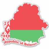 Vlag van Belarus in de landkaart Sticker (Voorkant)