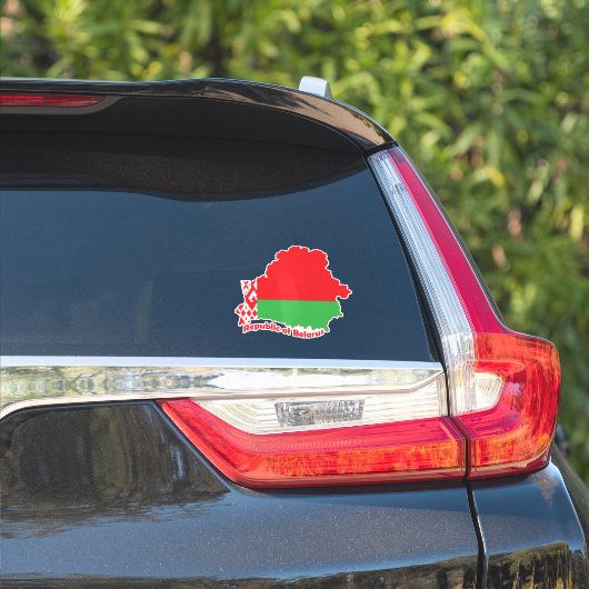 Vlag van Belarus in de landkaart Sticker (Auto Zijkant)