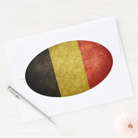 Vlag van België Ovale Sticker (Envelop)