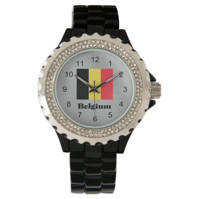 Vlag van België, voorzien van een etiket Horloge (Voorkant)