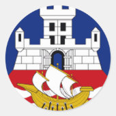 Vlag van Belgrado Ronde Sticker (Voorkant)
