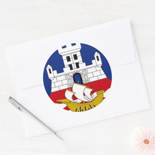 Vlag van Belgrado Ronde Sticker (Envelop)