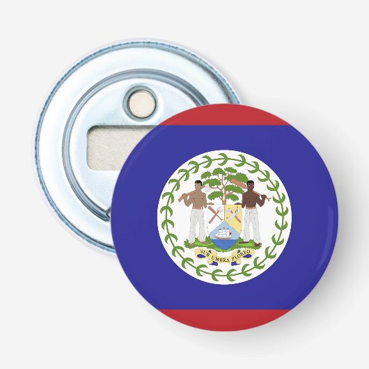 Vlag van Belize Button Flesopener (Voorkant)