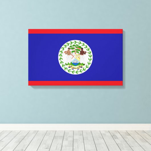 Vlag van Belize Canvas Afdruk (Insitu (Houten vloer))