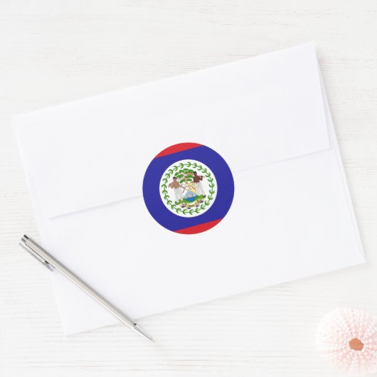 Vlag van Belize Ronde Sticker (Envelop)