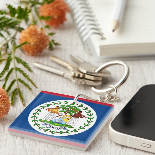 Vlag van Belize Sleutelhanger (Voorkant Rechts)