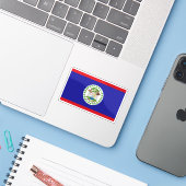 Vlag van Belize Sticker (Laptop met iPhone)