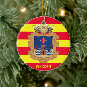 Vlag van Benidorm - Comunidad Valenciana (ESP) Keramisch Ornament