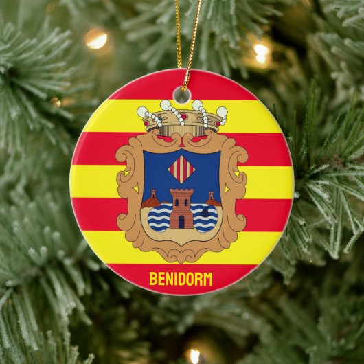 Vlag van Benidorm - Comunidad Valenciana (ESP) Keramisch Ornament (Boom)