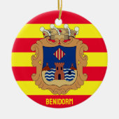 Vlag van Benidorm - Comunidad Valenciana (ESP) Keramisch Ornament (Voorkant)