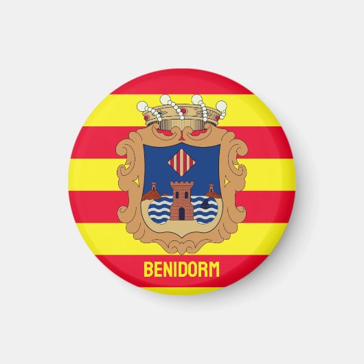 Vlag van Benidorm - Comunidad Valenciana (ESP) Magneet (Voorkant)