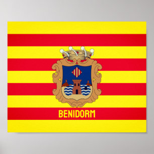 Vlag van Benidorm - Comunidad Valenciana (ESP) Poster