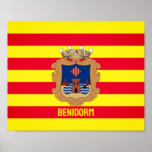 Vlag van Benidorm - Comunidad Valenciana (ESP) Poster (Voorkant)