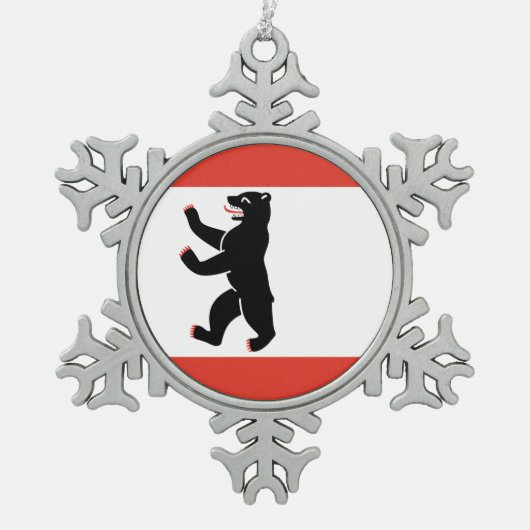Vlag van Berlijn Tin Sneeuwvlok Ornament (Voorkant)