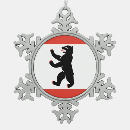 Vlag van Berlijn Tin Sneeuwvlok Ornament (Voorkant)