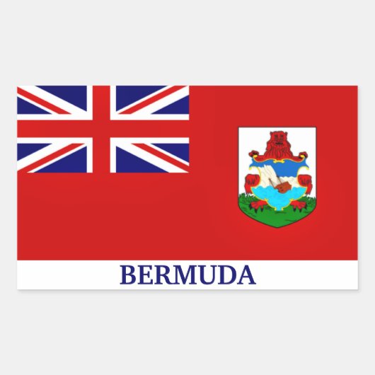 Vlag van Bermuda, gelabeld, Rechthoekige Sticker (Voorkant)